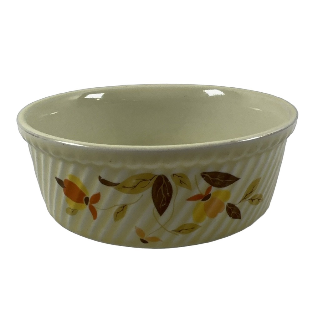 Vintage Hall Autumn Leaf 7" Round French Baker 3pt Baking Dish Floral #505